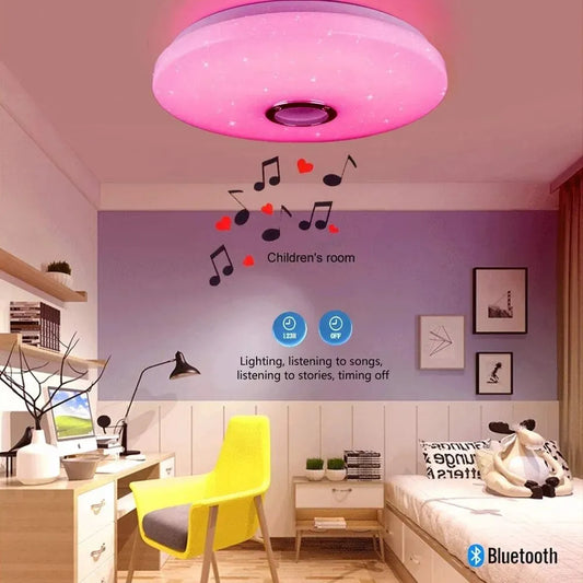 Smart RGB Ceiling Lamp with Bluetooth Music & Remote Control - Dimmable 42W/60W LED Lighting