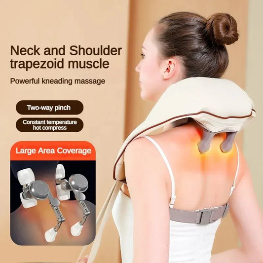 Wireless Electric Shiatsu Neck and Back Massager with Heat Function